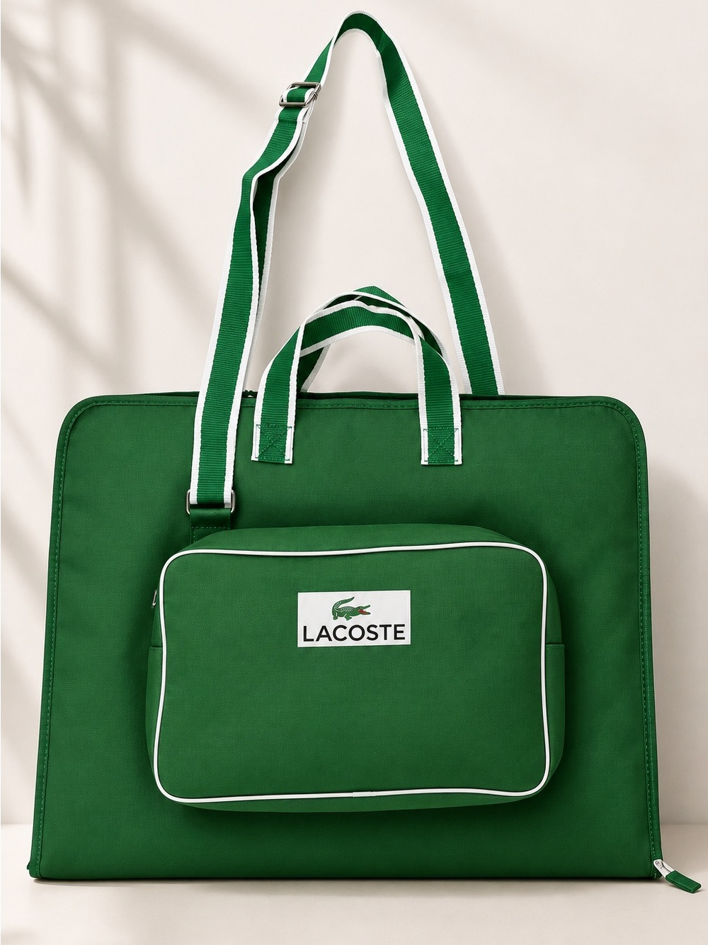 Vintage Lacoste Green Convertible Garment Travel Bag NWOT
